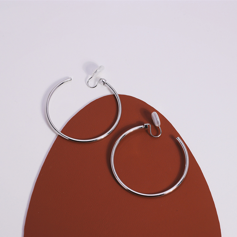 光面細款大圈無耳洞耳環