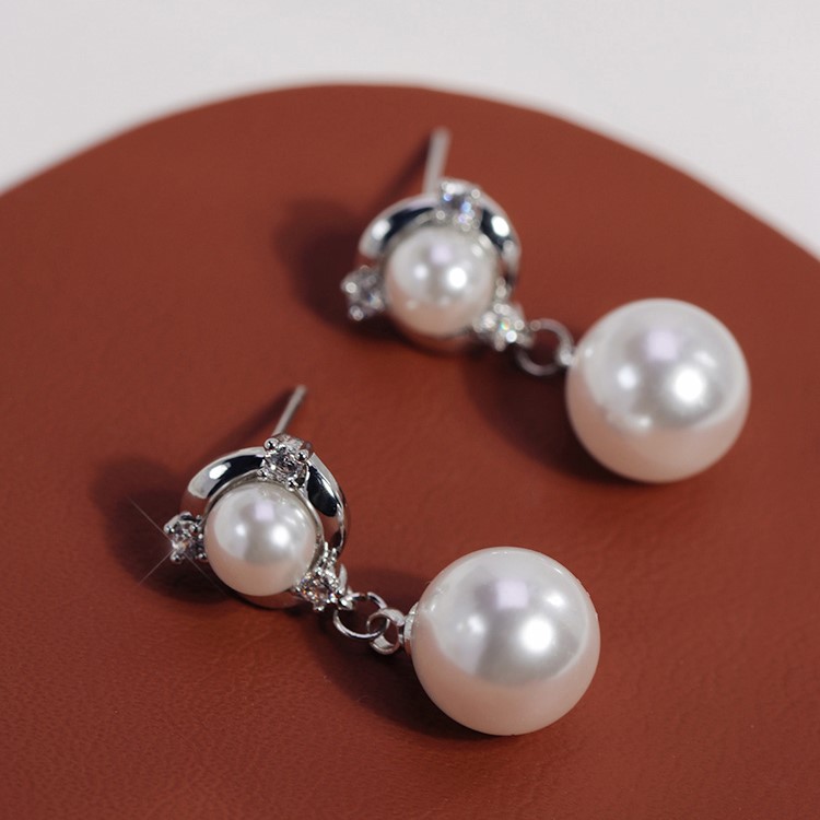優雅珍珠無耳洞蚊香盤耳環