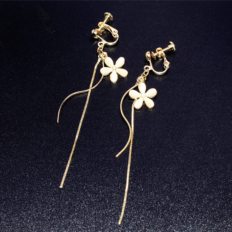 氣質貓眼石花朵流蘇耳環