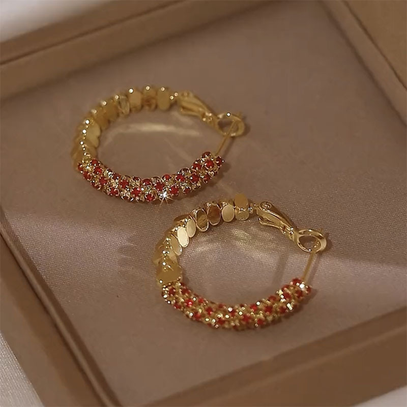 S925銀碎銀拼接圈圈耳環