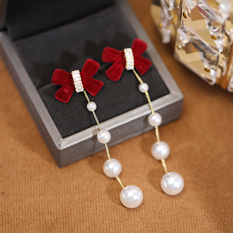 珍珠蝴蝶流蘇耳環