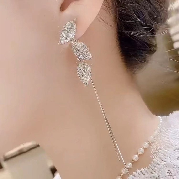 氣質百搭一款多戴葉子流蘇耳環
