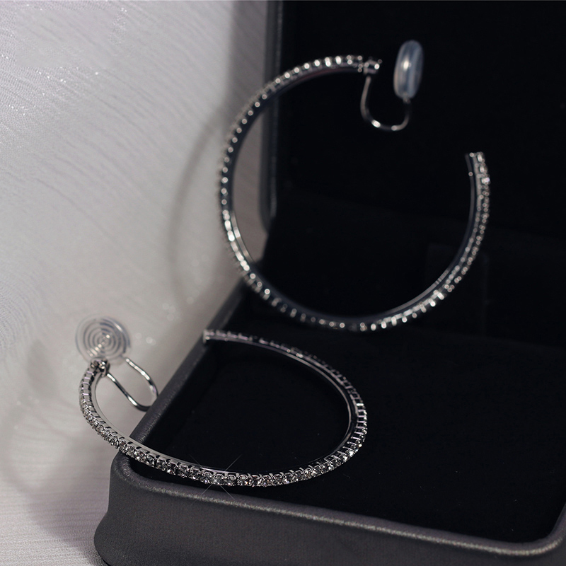 閃鋯大耳圈無耳洞夾式耳環