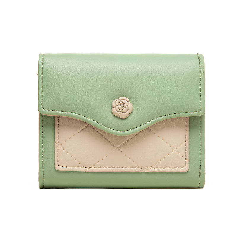 山茶花零錢短款皮夾錢包