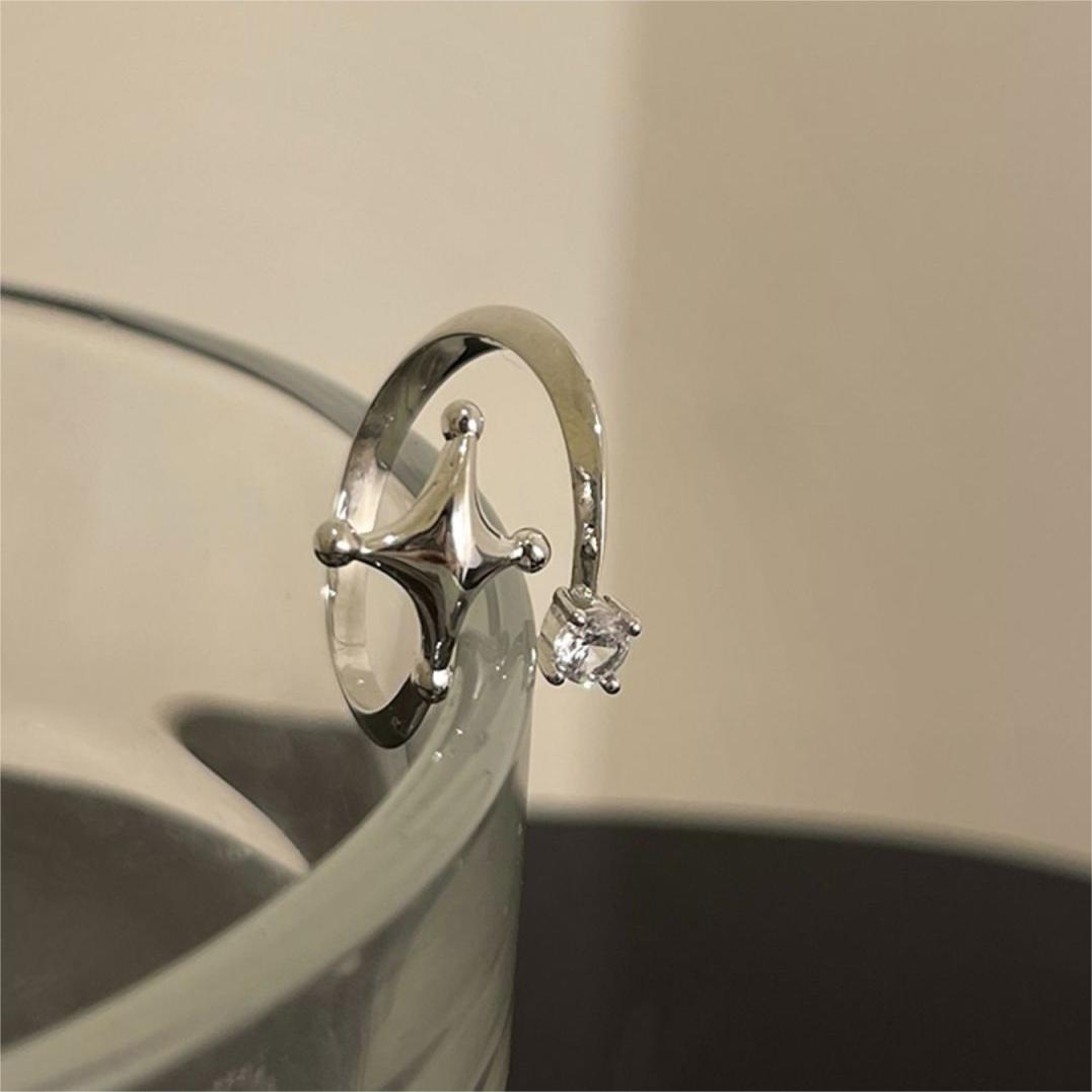 珍珠帶鑽流星戒指兩件套