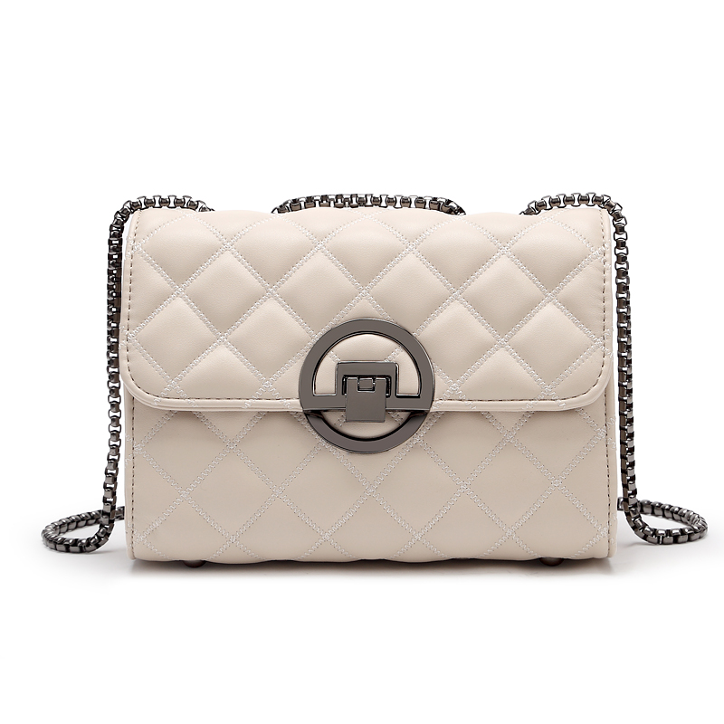 單件斜挎包菱格錬條包