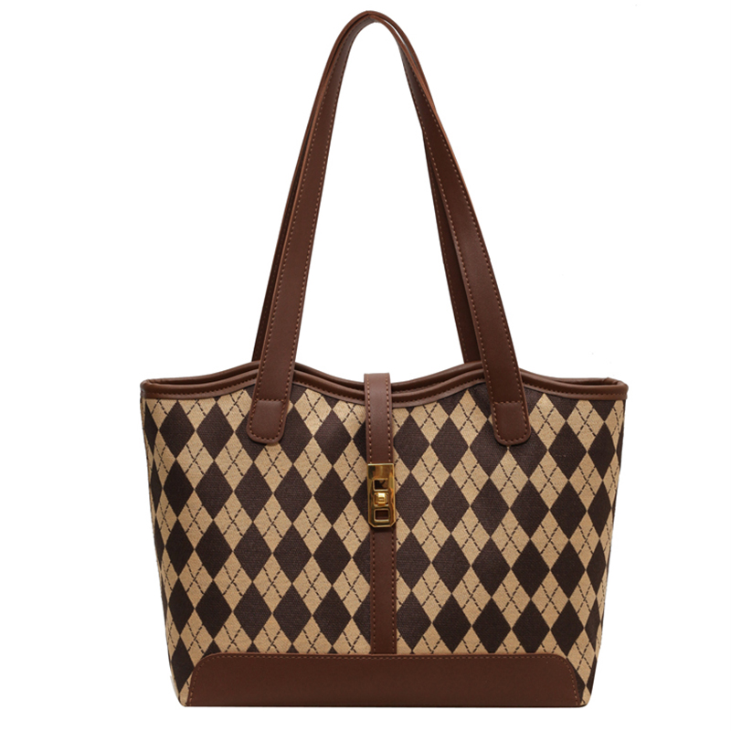 大容量質感菱格 通勤托特包