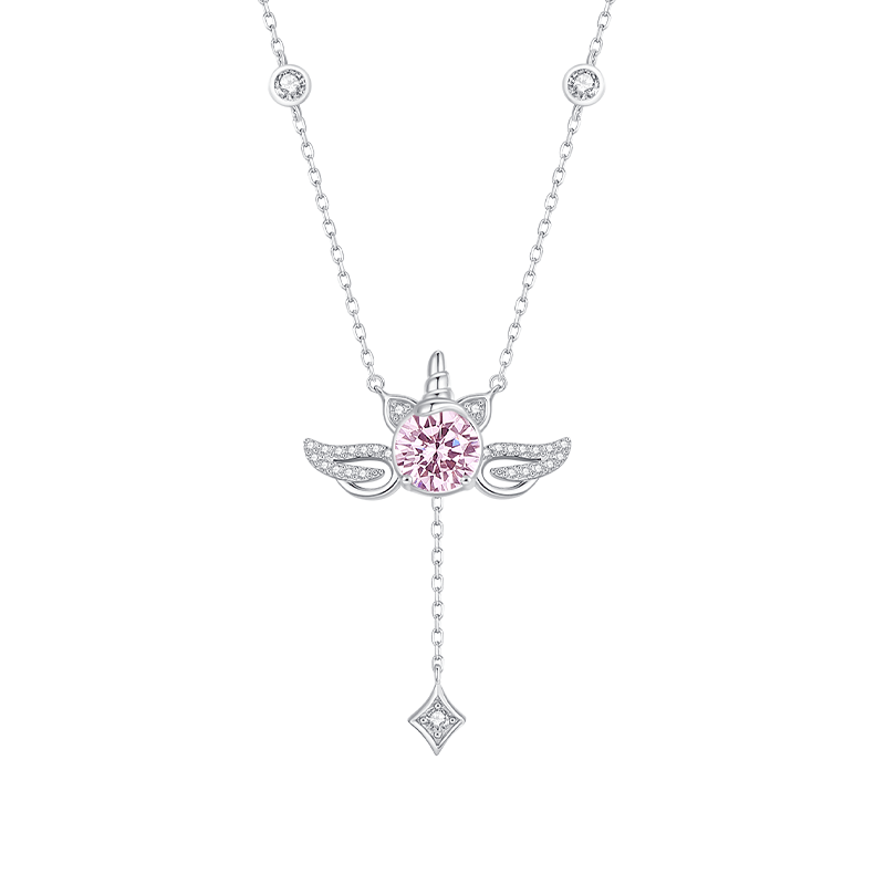 夢幻獨角獸銀項錬 丘比特之心翅膀