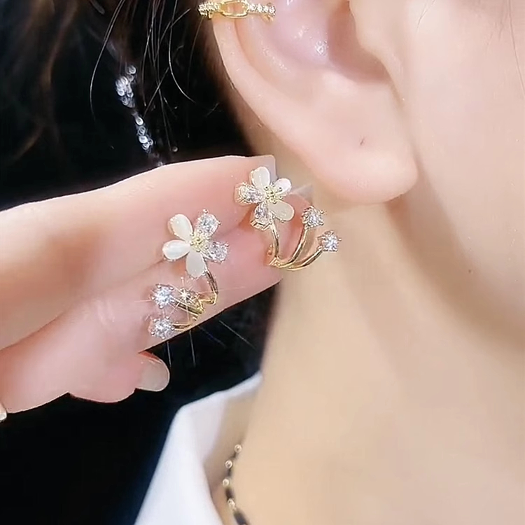 [Copy]高級貓眼石花朵耳環 