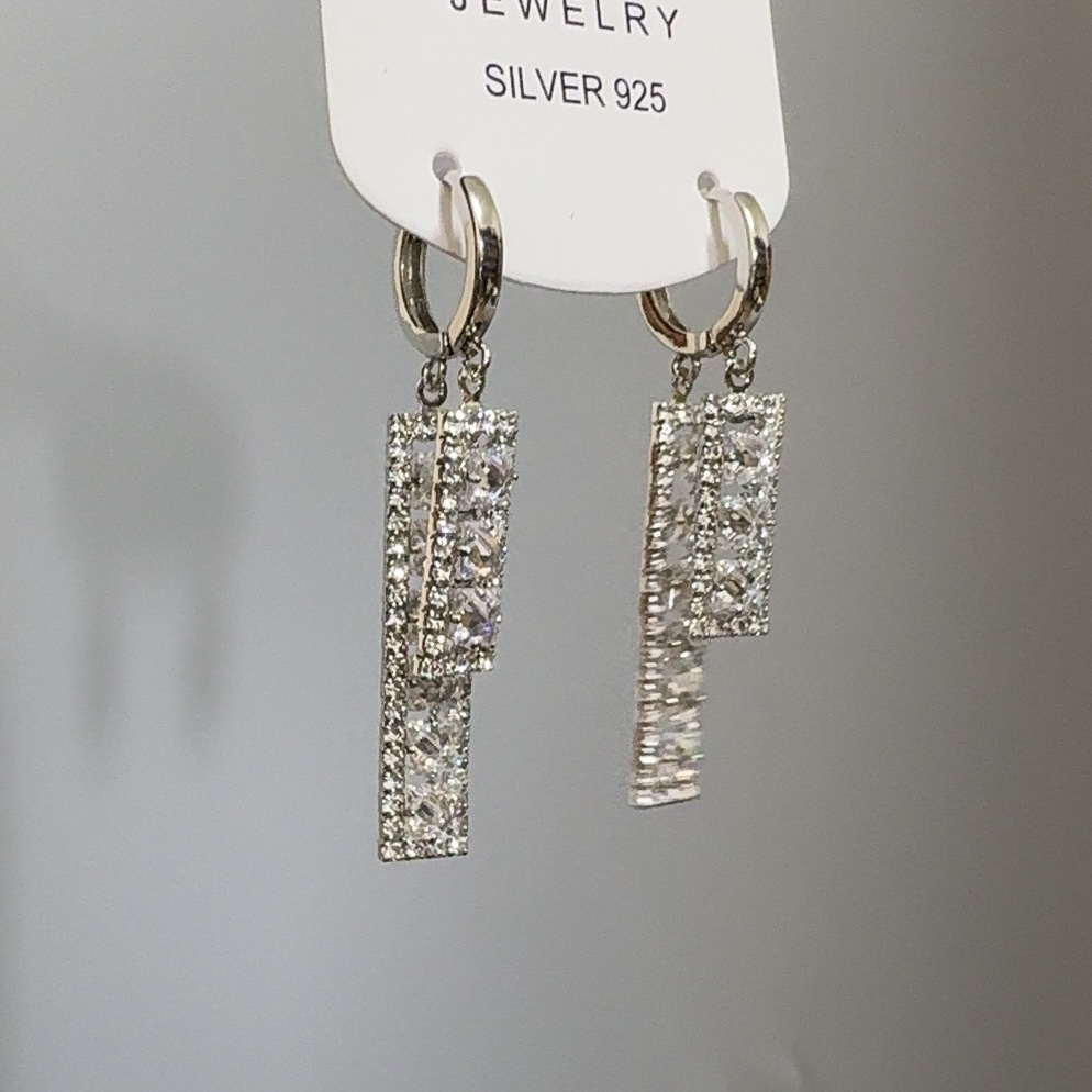 氣質幾何鋯石流蘇耳環