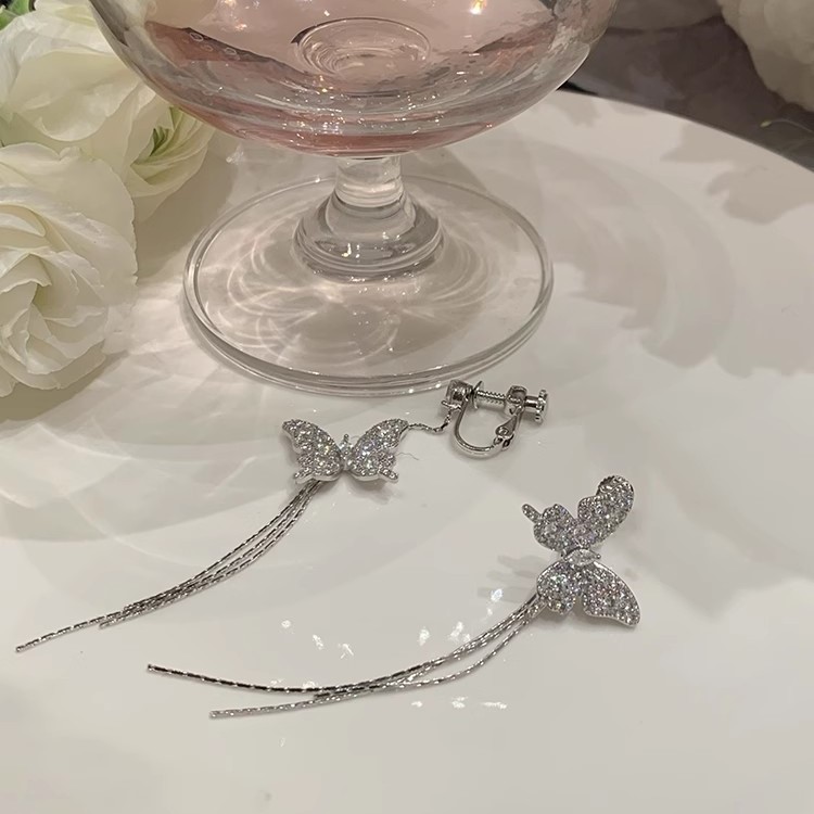 不規則氣質蝴蝶 流蘇耳環