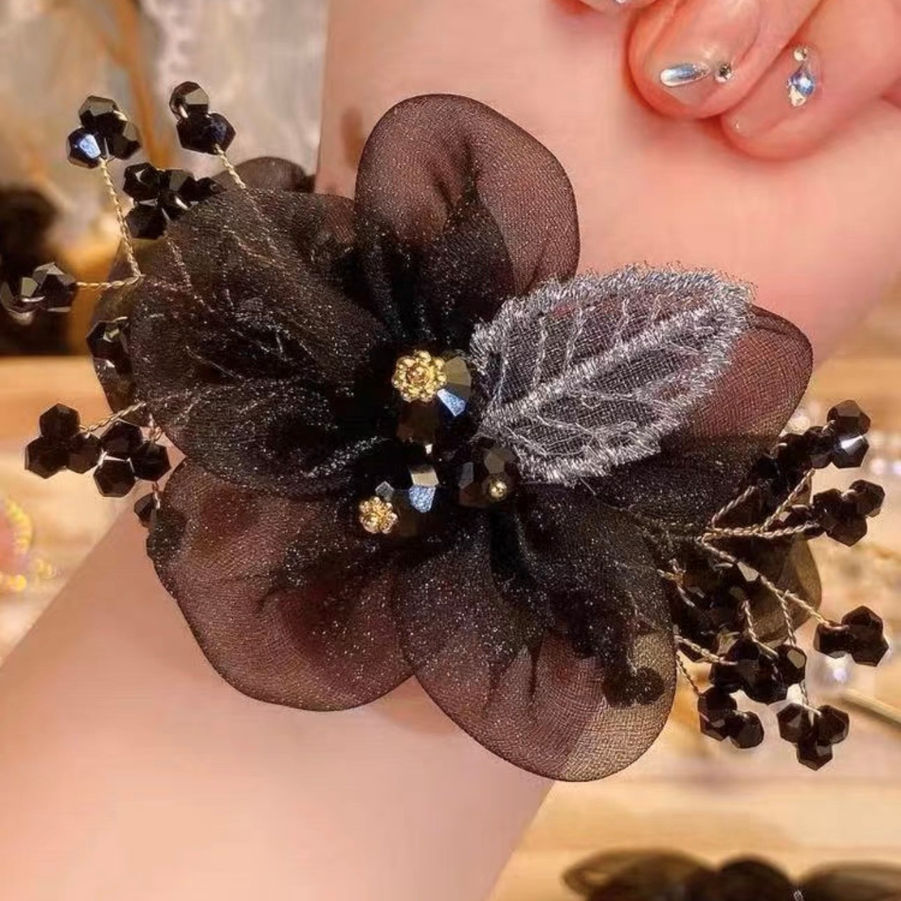 氣質花朵髮圈時尚盤髮頭花