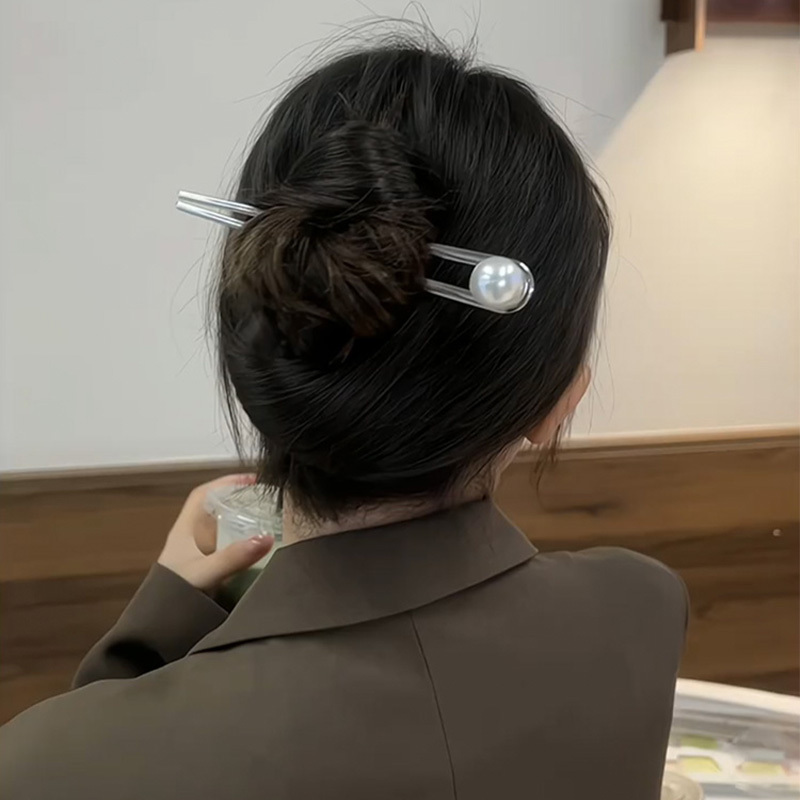 珍珠U型髮簪 氣質簪子