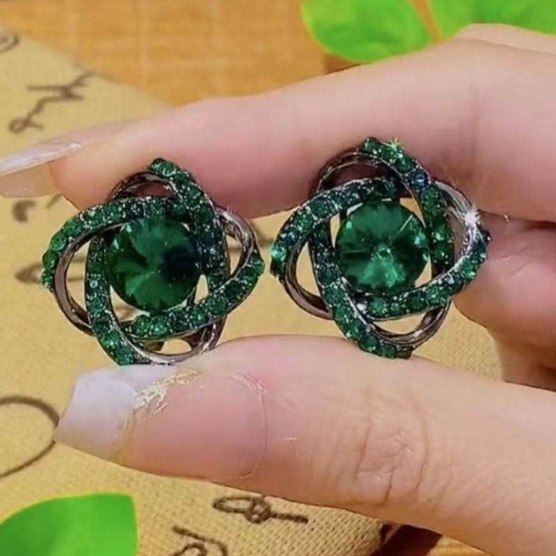 紫色纏繞鋯石耳環