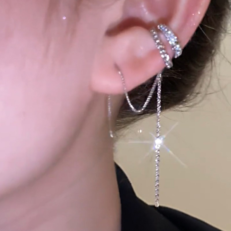 個性雙層圓圈耳針一體式耳骨夾