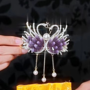 復古風天鵝水晶髮飾