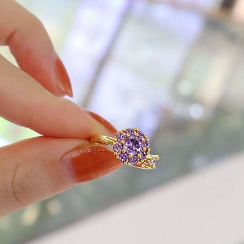 會旋轉的花朵鋯石戒指-FANYIACC