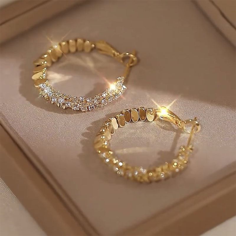 S925銀碎銀拼接圈圈耳環