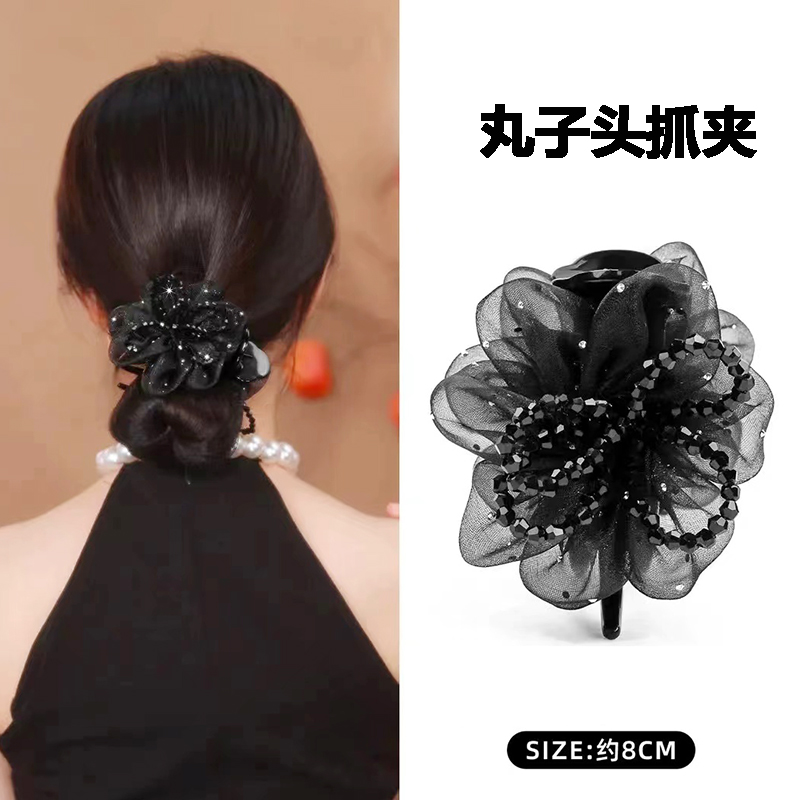 蕾絲花苞盤髮抓夾髮夾