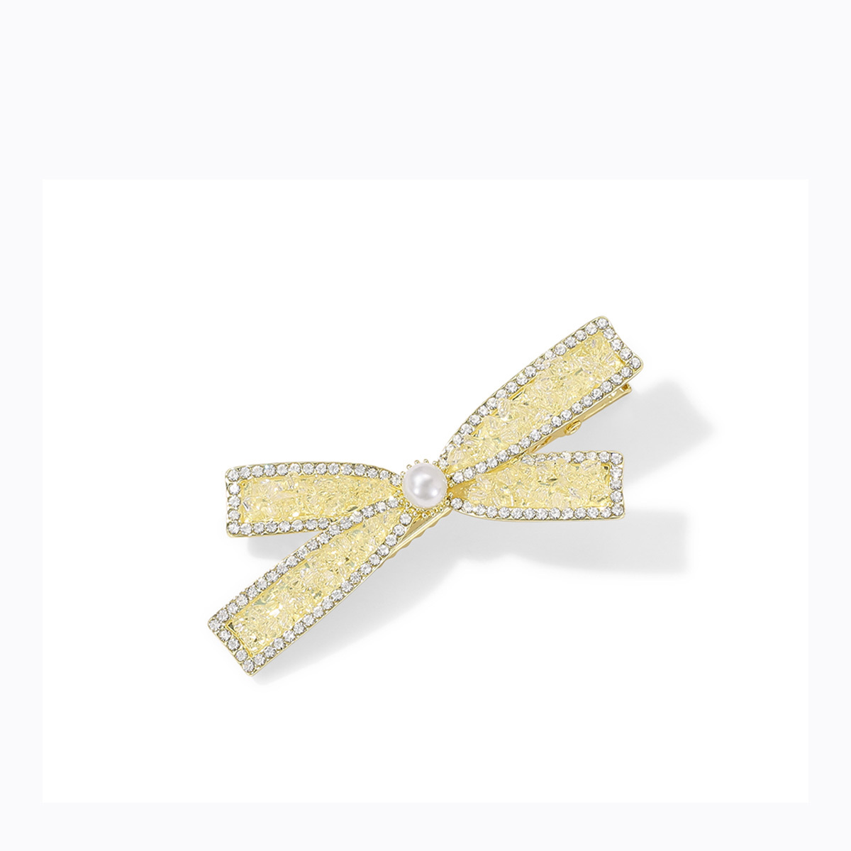 珍珠側邊夾蝴蝶結髮夾