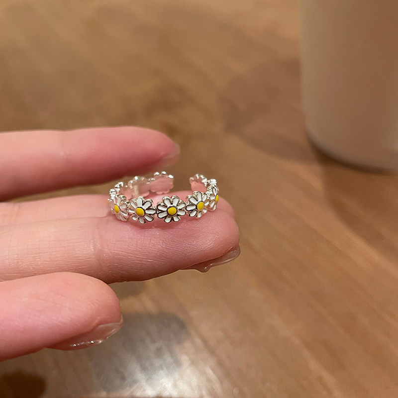 小雛菊花朵珍珠開口戒指