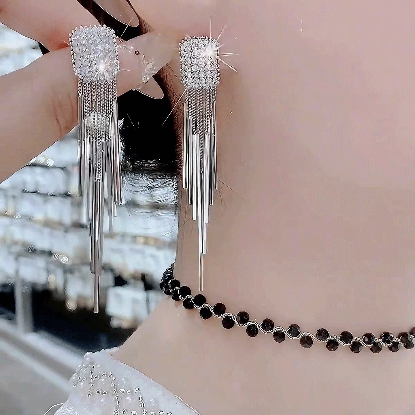 原創設計金色流蘇耳環   