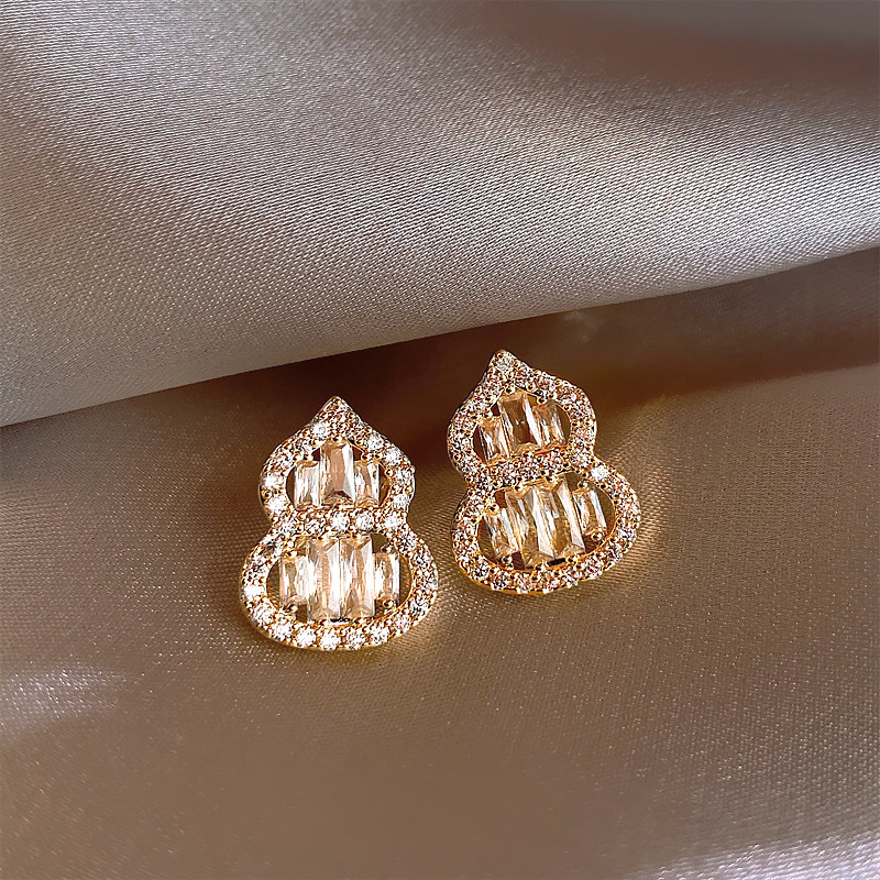 新中式金色錢幣葫蘆耳環