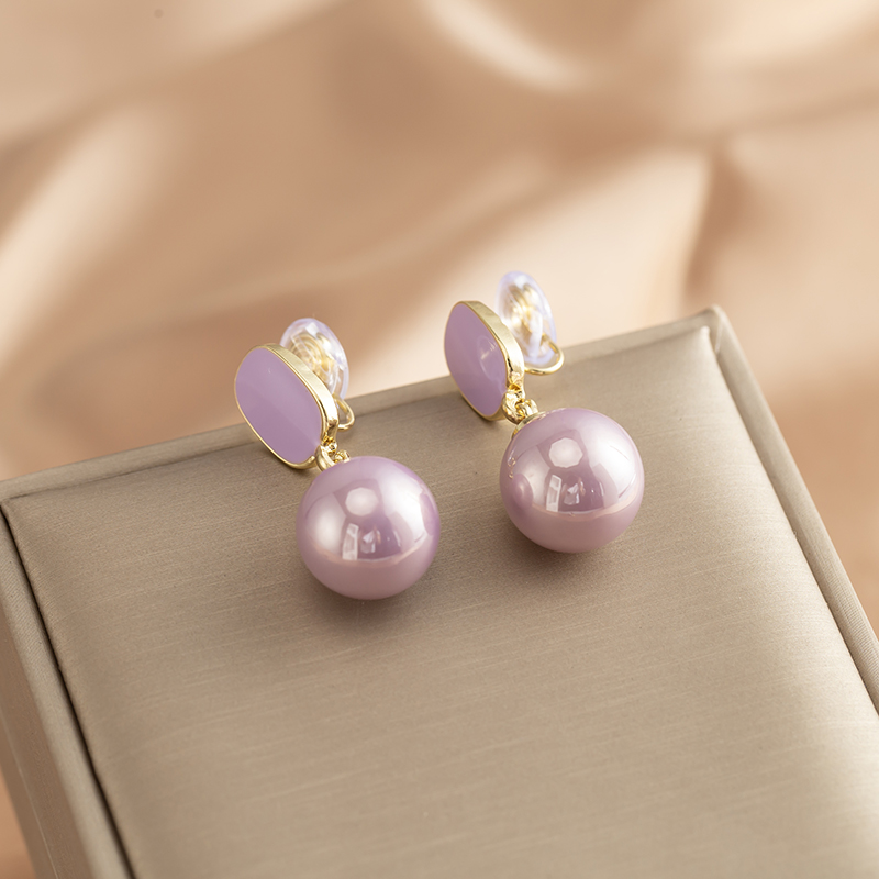 超仙紫色珍珠耳環 • 夾式耳環