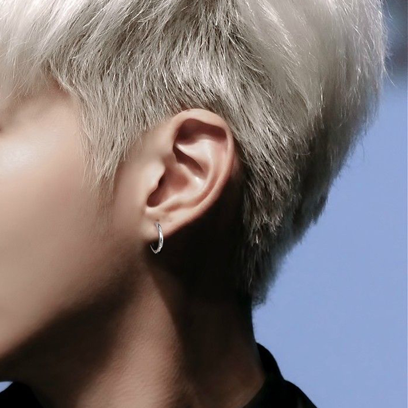 純銀男士圈圈單只耳環耳釘