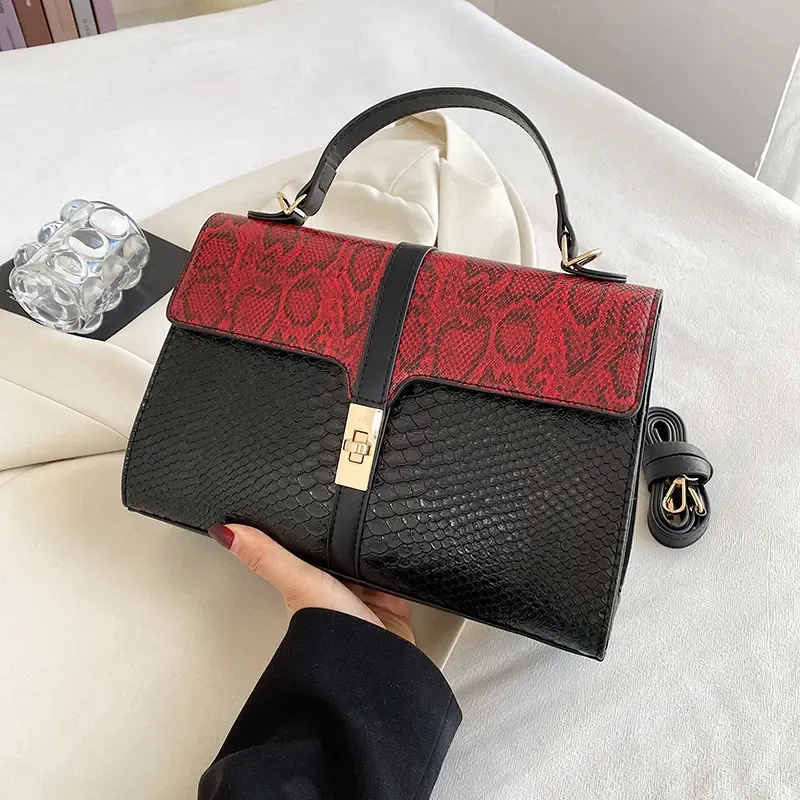 紅色蛇皮紋網絡紅人女包