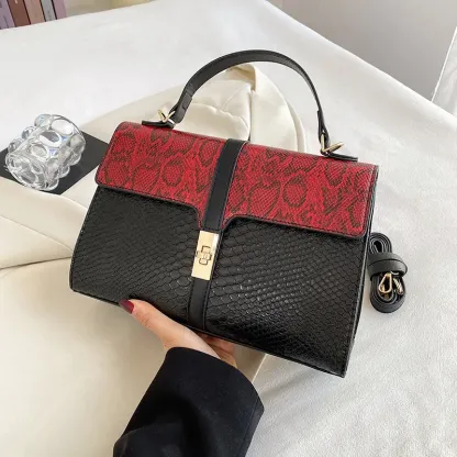 紅色蛇皮紋網絡紅人女包