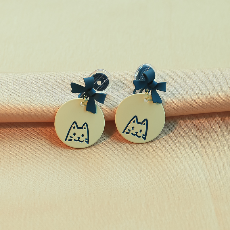 小貓咪插畫撞色耳環
