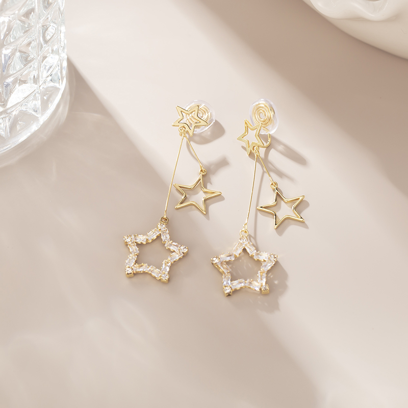 超閃五角星長款耳環