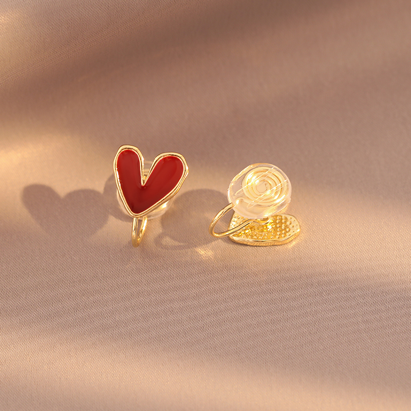 紅色愛心日常通勤耳環