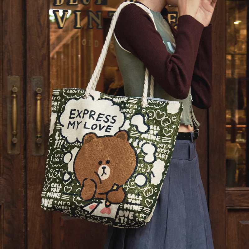 復古田園 大容量卡通托特包