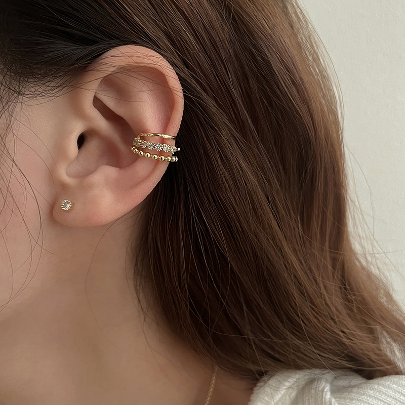 法式鋯石珍珠耳骨夾