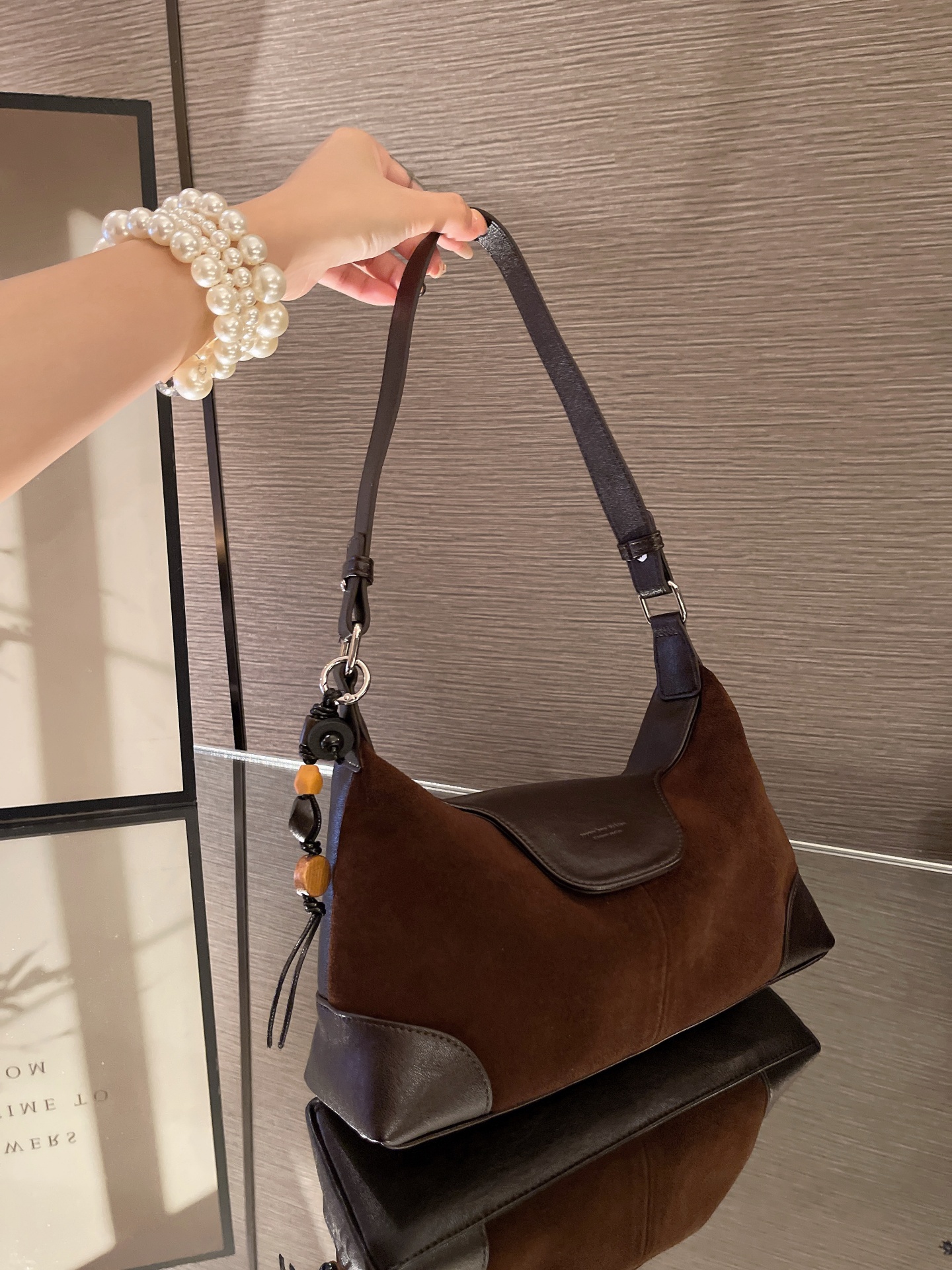 復古磨砂牛皮腋下包 通勤百搭斜肩包