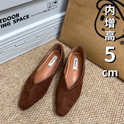 法式尖頭豹紋增高通勤平底鞋