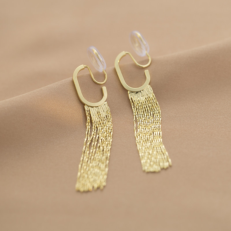金色長款氣質百搭G字流蘇耳環