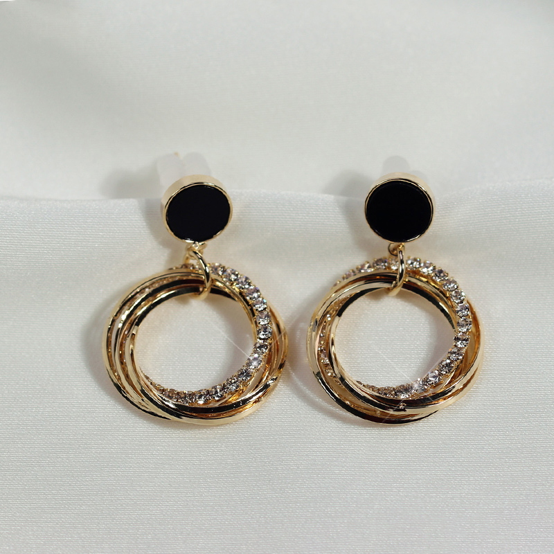 OL多圈氣質閃鑽耳環