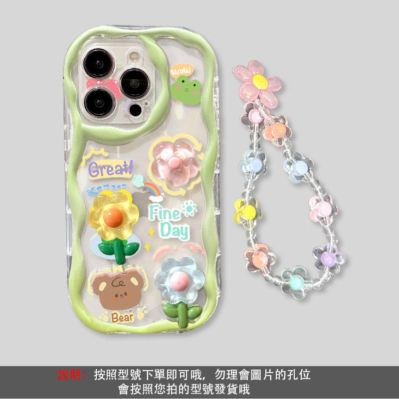 粉色塗鴉熊 透明鏡頭框保護殼