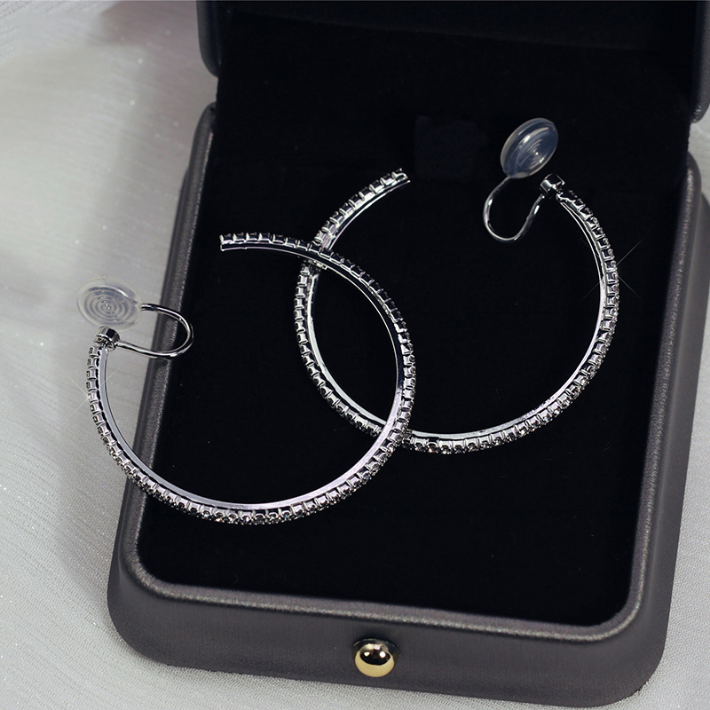 閃鋯大耳圈無耳洞夾式耳環