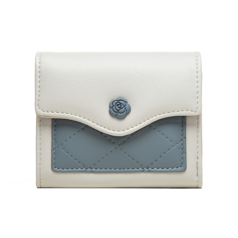 山茶花零錢短款皮夾錢包