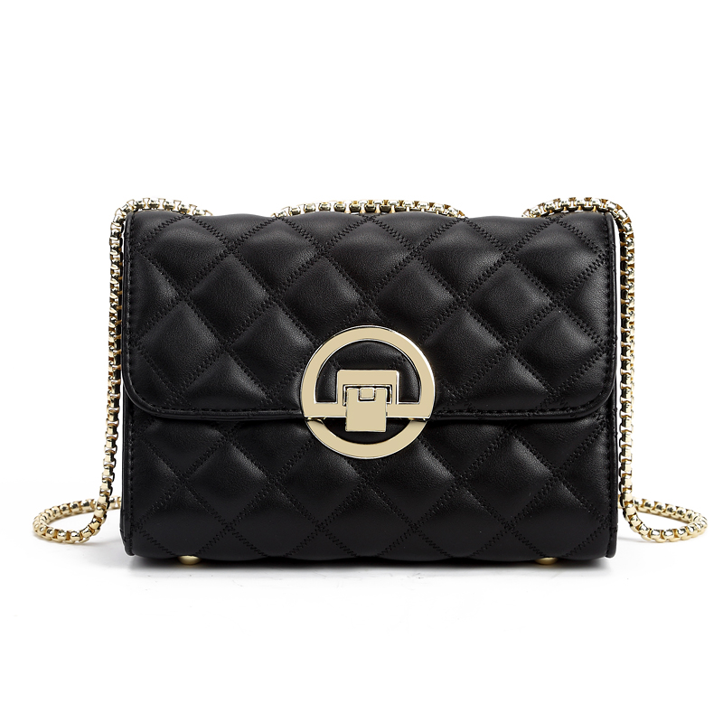 單件斜挎包菱格錬條包