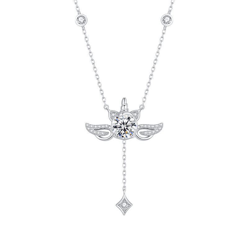 夢幻獨角獸銀項錬 丘比特之心翅膀