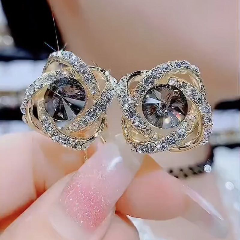 紫色纏繞鋯石耳環