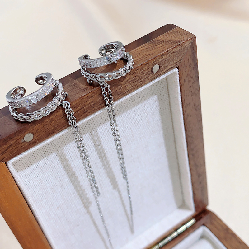 個性雙層圓圈耳針一體式耳骨夾