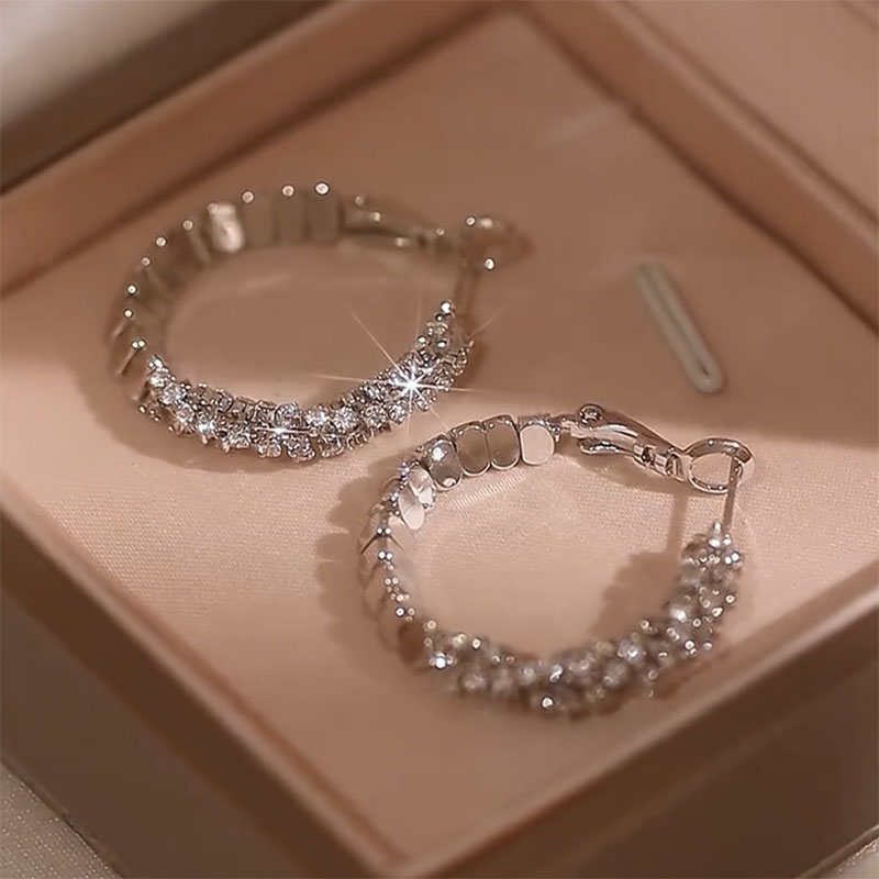 S925銀碎銀拼接圈圈耳環