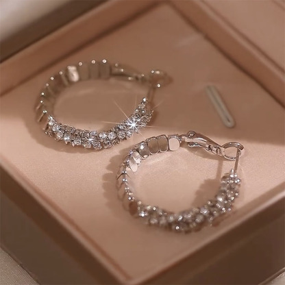 S925銀碎銀拼接圈圈耳環