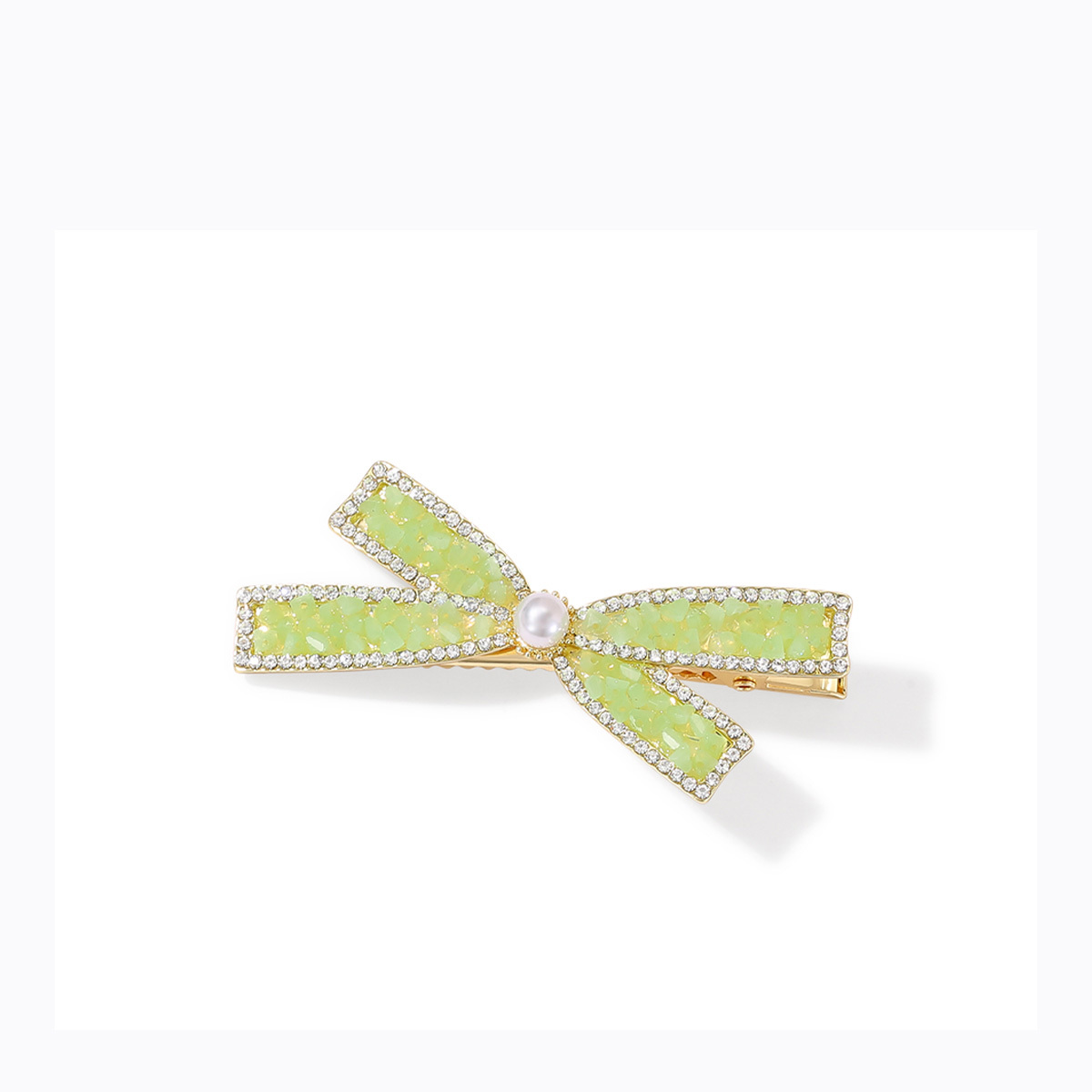 珍珠側邊夾蝴蝶結髮夾